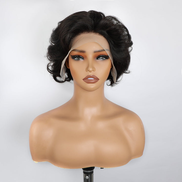 13x4 Bob Lace Front Wig Pixie Bob Wig Human Hair Msgem Short Wavy Hair - Msgem Hair