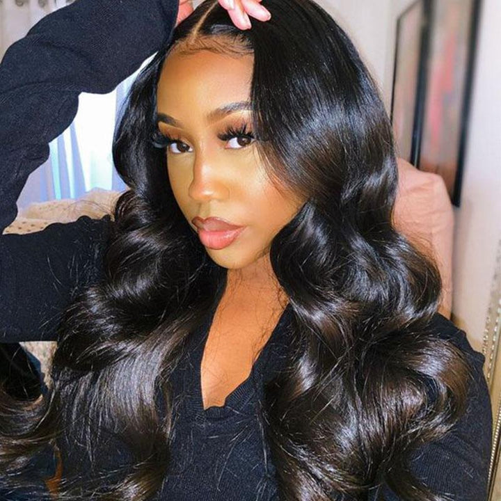 13x4 Lace Front Wig Nature Black Body Wave With Glueless Pre Plucked Baby Hair - Msgem Hair