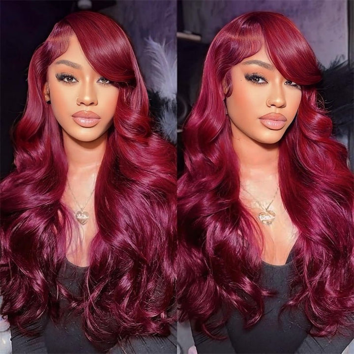 13x4 Lace Frontal wig Body Wave 99J Lace Wig Brazilian Human Virgin Hair - Msgem Hair