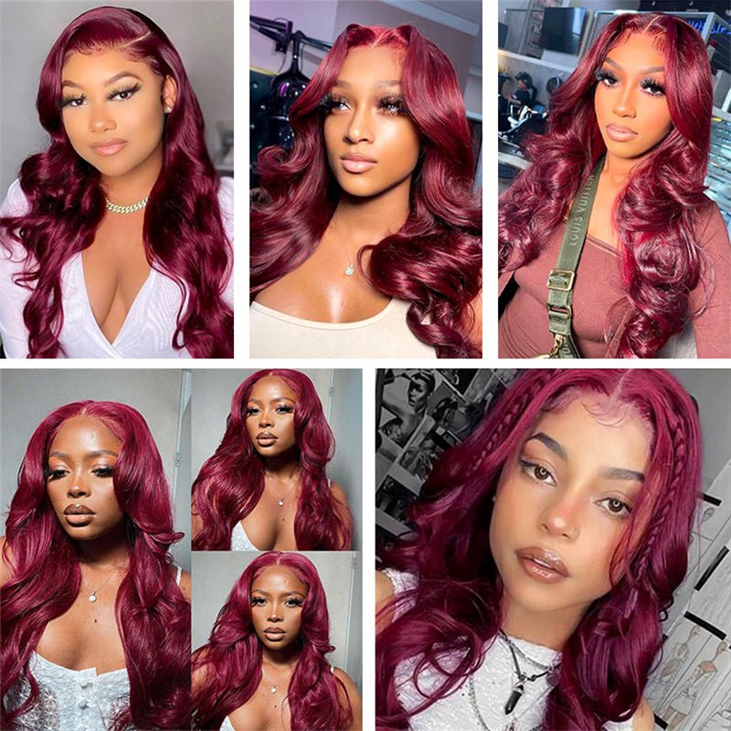 13x4 Lace Frontal wig Body Wave 99J Lace Wig Brazilian Human Virgin Hair - Msgem Hair