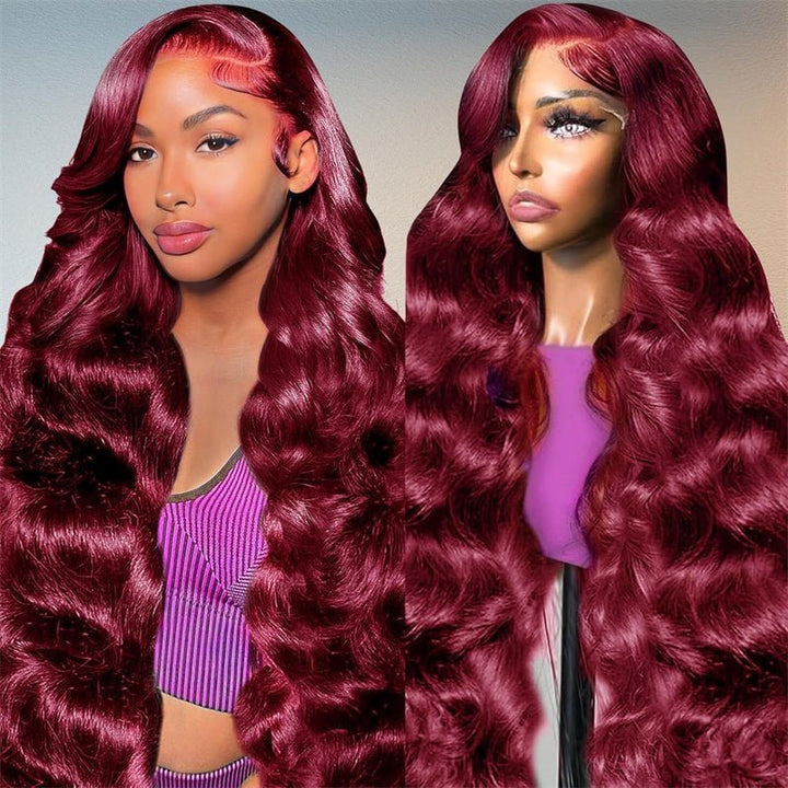 13x4 Lace Frontal wig Body Wave 99J Lace Wig Brazilian Human Virgin Hair - Msgem Hair