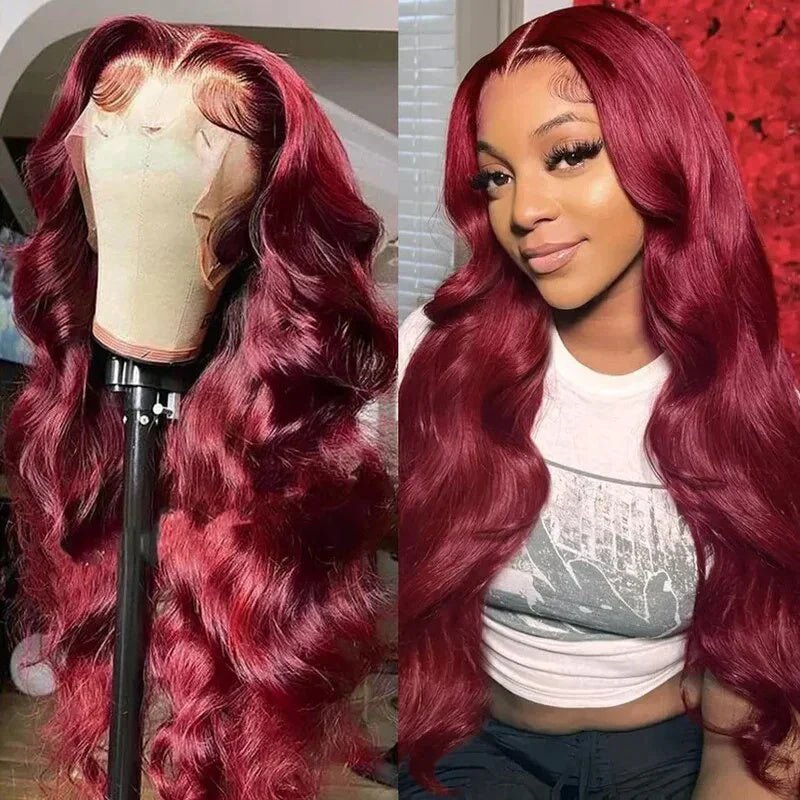 13x4 Lace Frontal wig Body Wave 99J Lace Wig Brazilian Human Virgin Hair - Msgem Hair