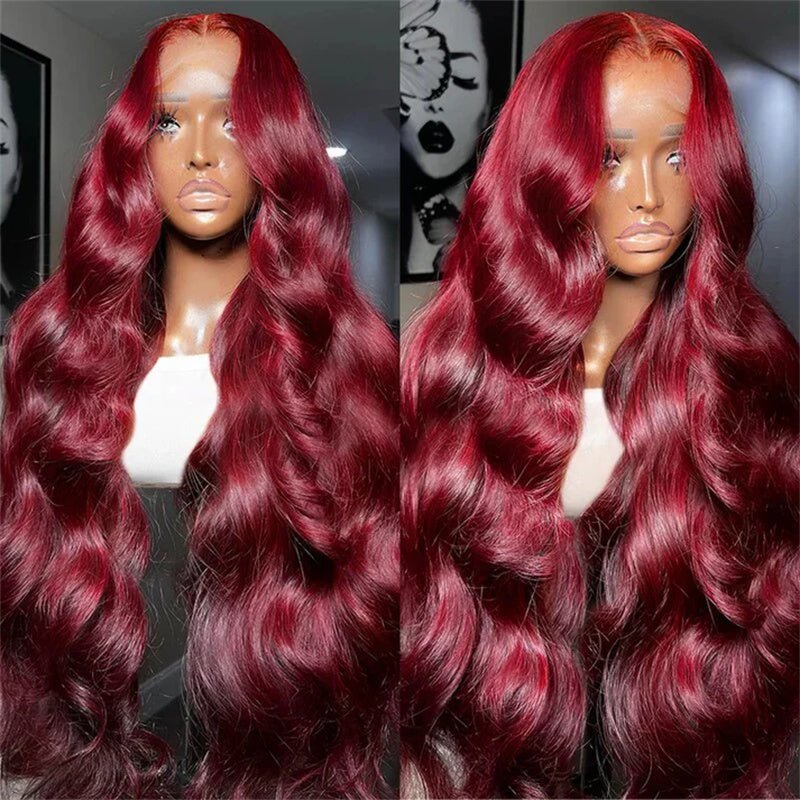 13x4 Lace Frontal wig Body Wave 99J Lace Wig Brazilian Human Virgin Hair - Msgem Hair