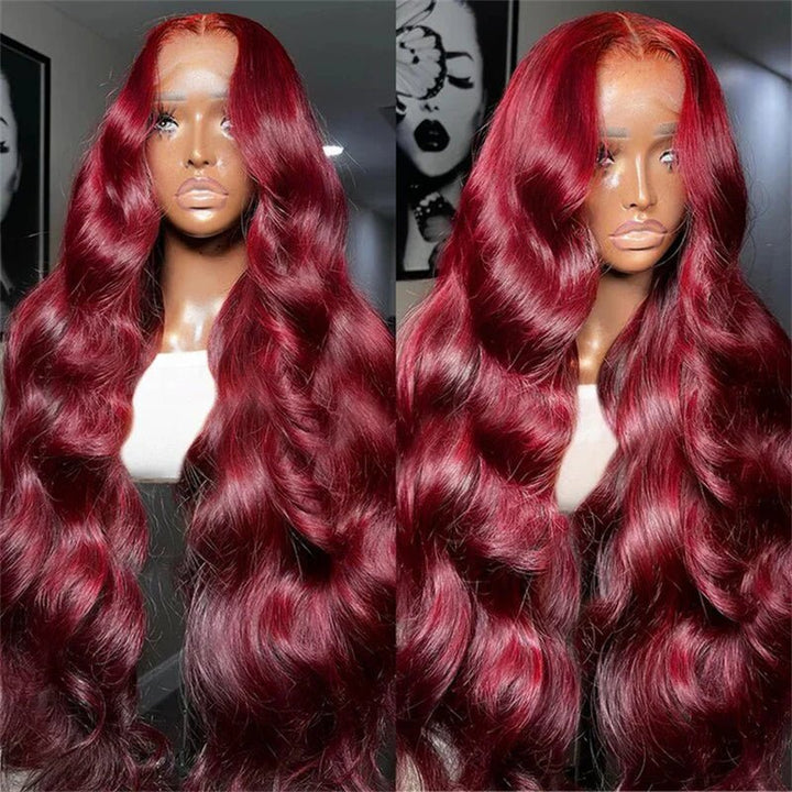 13x4 Lace Frontal wig Body Wave 99J Lace Wig Brazilian Human Virgin Hair - Msgem Hair