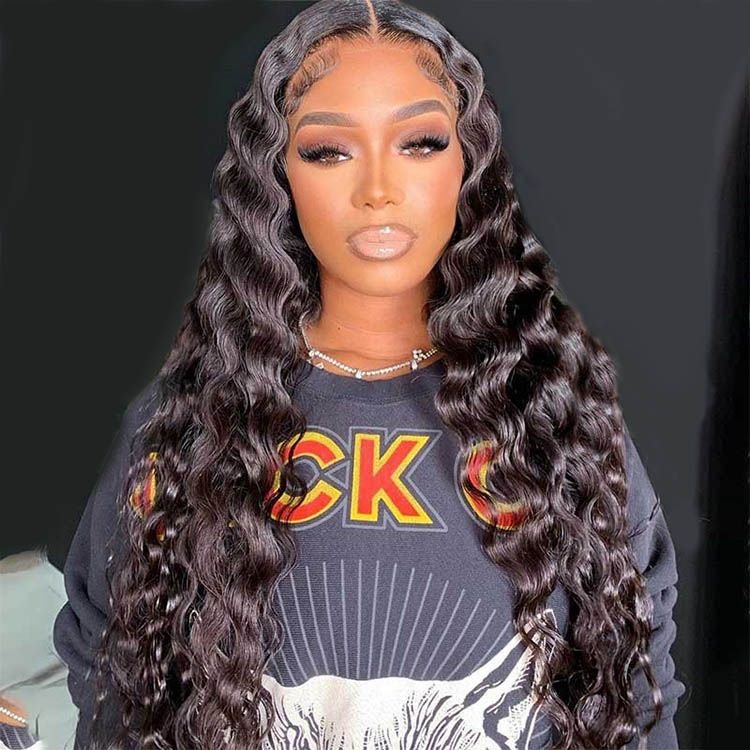 13x4 Lace Frontal with 4 Bundles Deep Wave Peruvian Human Hair - Msgem Hair