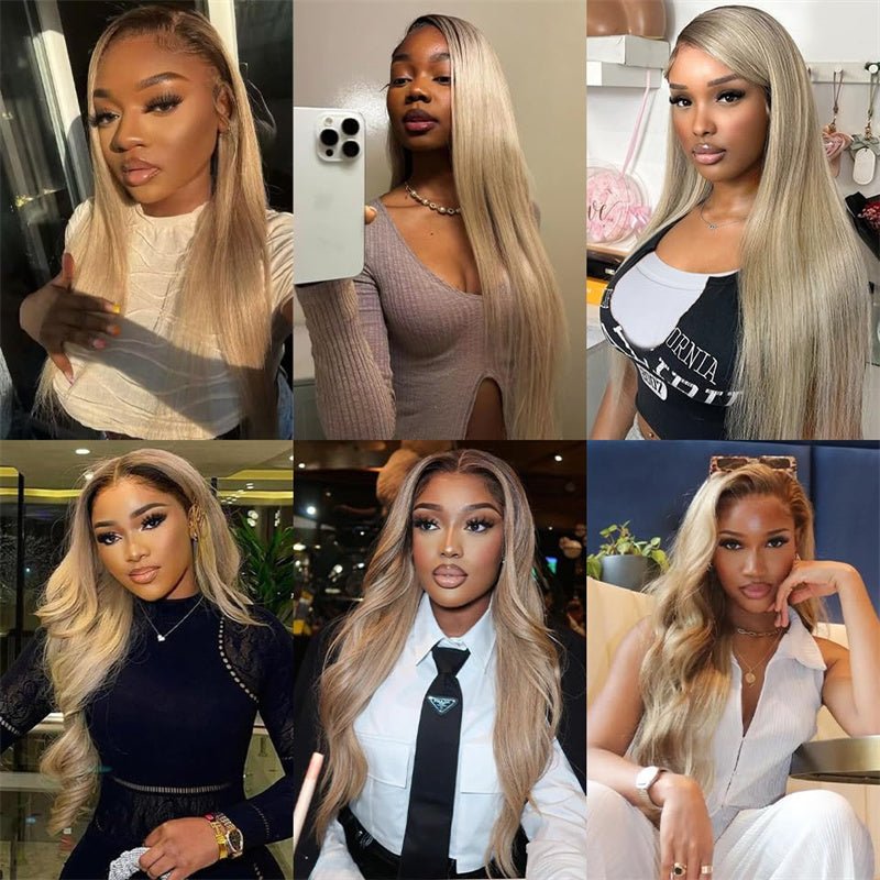 13x4 Straight Blonde Hair Wig Free Part Transparent Lace Front Wigs Ash Blonde Lace Front Wigs for Women - Msgem Hair