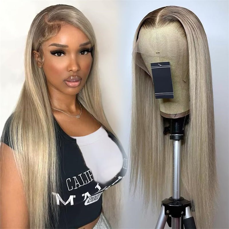 13x4 Straight Blonde Hair Wig Free Part Transparent Lace Front Wigs Ash Blonde Lace Front Wigs for Women - Msgem Hair