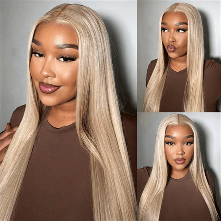 13x4 Straight Blonde Hair Wig Free Part Transparent Lace Front Wigs Ash Blonde Lace Front Wigs for Women - Msgem Hair