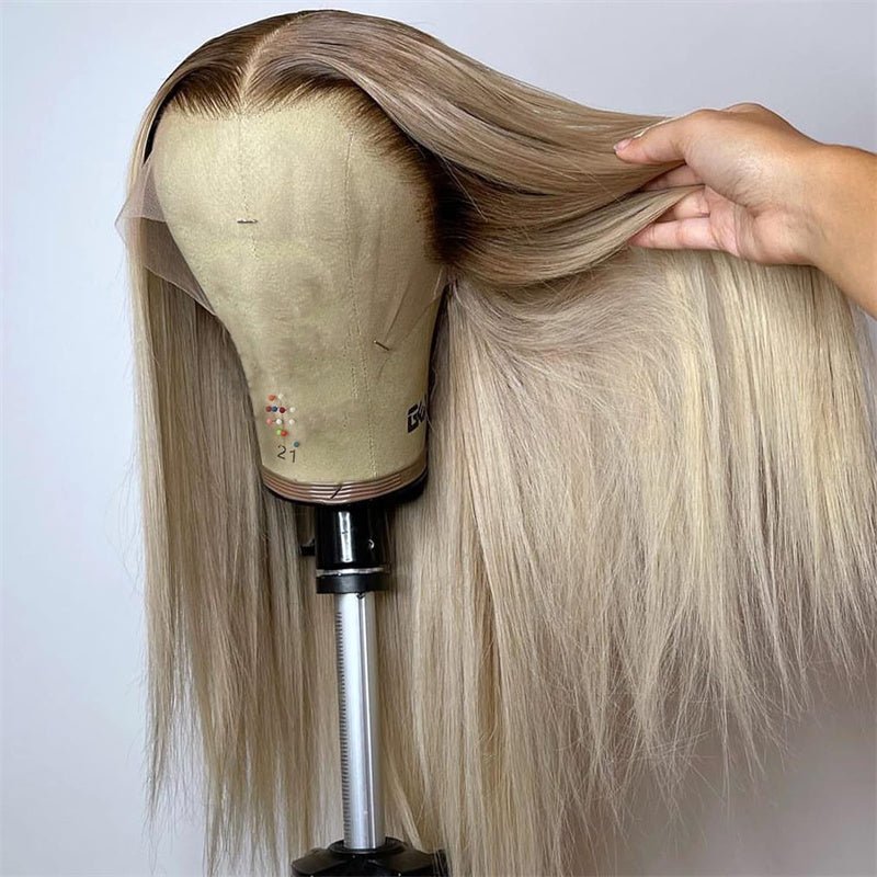 13x4 Straight Blonde Hair Wig Free Part Transparent Lace Front Wigs Ash Blonde Lace Front Wigs for Women - Msgem Hair