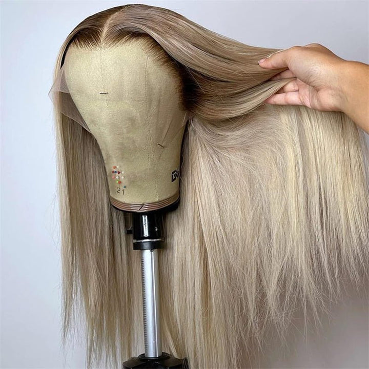 13x4 Straight Blonde Hair Wig Free Part Transparent Lace Front Wigs Ash Blonde Lace Front Wigs for Women - Msgem Hair