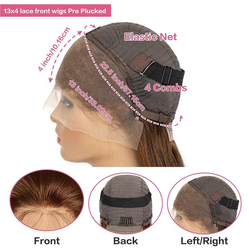 13x4 Straight Wigs Chocolate Brown Transarent Lace Front Wigs For Women 180% Hair Density - Msgem Hair