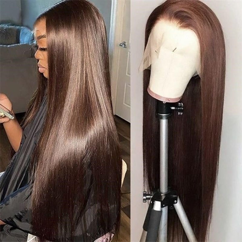 13x4 Straight Wigs Chocolate Brown Transarent Lace Front Wigs For Women 180% Hair Density - Msgem Hair