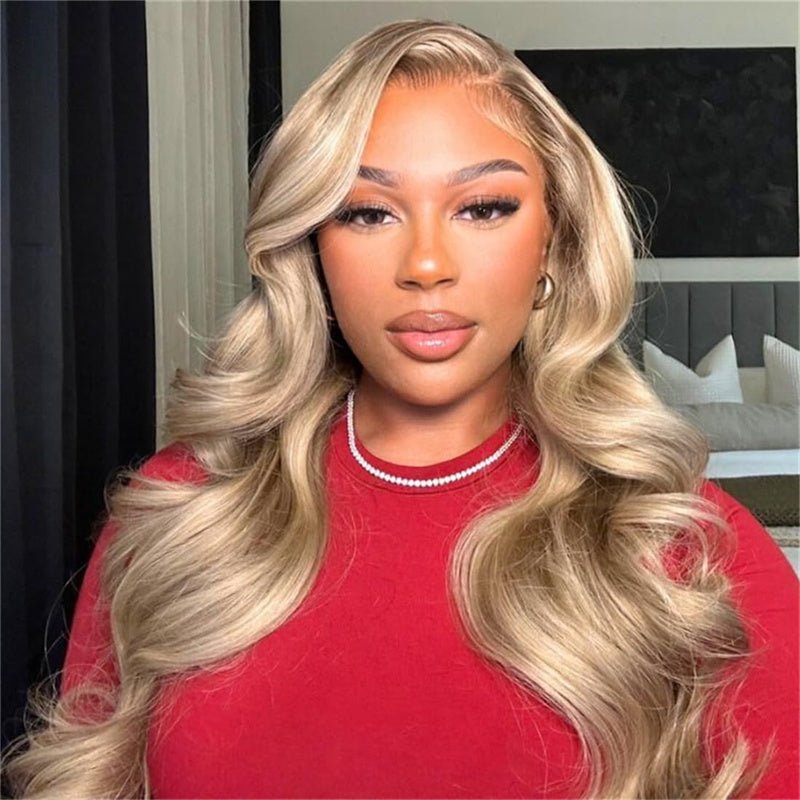 13x6 Body Wave Ash Blonde Transparent Lace Front Wig Human Hair 180%/250% Hair Density - Msgem Hair