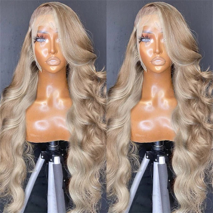 13x6 Body Wave Ash Blonde Transparent Lace Front Wig Human Hair 180%/250% Hair Density - Msgem Hair
