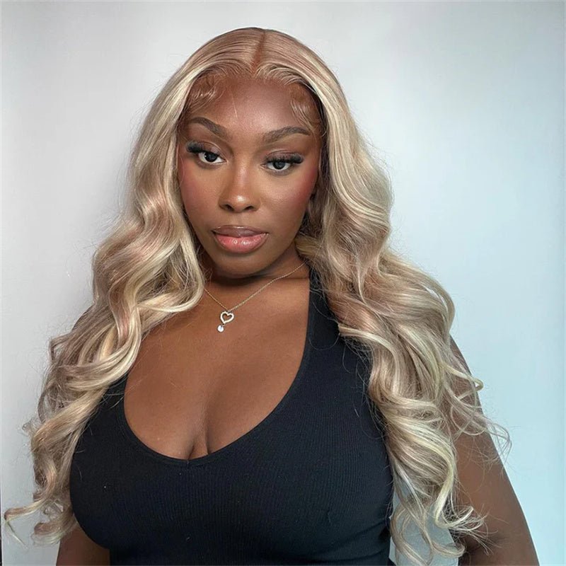 13x6 Body Wave Ash Blonde Transparent Lace Front Wig Human Hair 180%/250% Hair Density - Msgem Hair