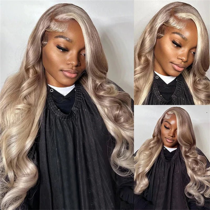 13x6 Body Wave Ash Blonde Transparent Lace Front Wig Human Hair 180%/250% Hair Density - Msgem Hair