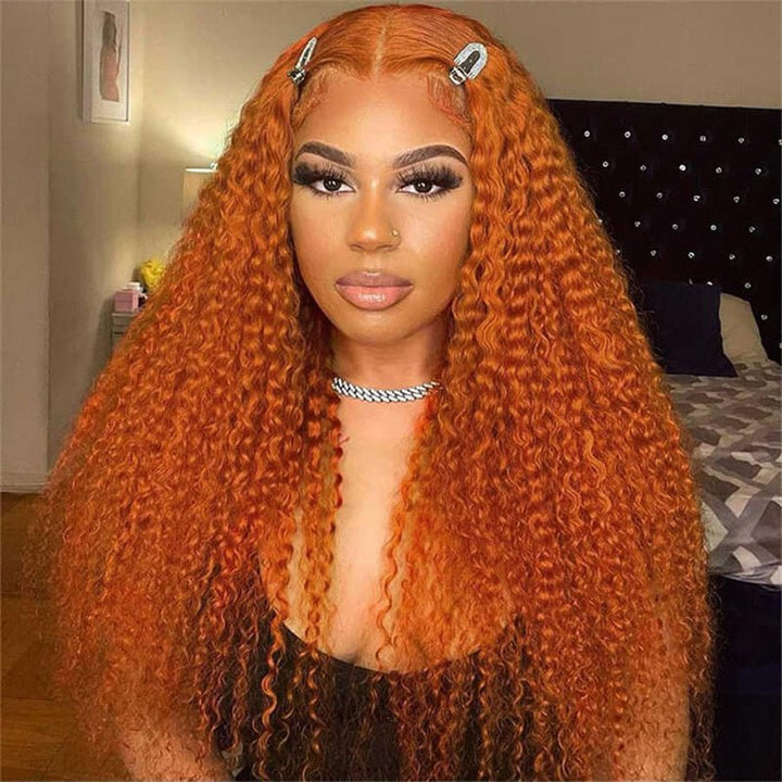 13X6 Ginger Orange Lace Front Wig Curly Wigs Human Hair Pre Plucked With Baby Hair for Women - Msgem Hair