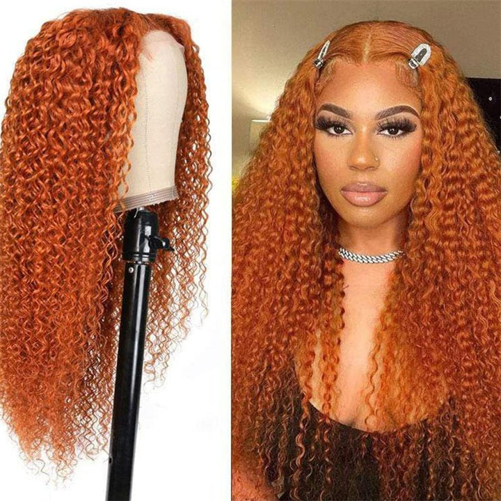 13X6 Ginger Orange Lace Front Wig Curly Wigs Human Hair Pre Plucked With Baby Hair for Women - Msgem Hair