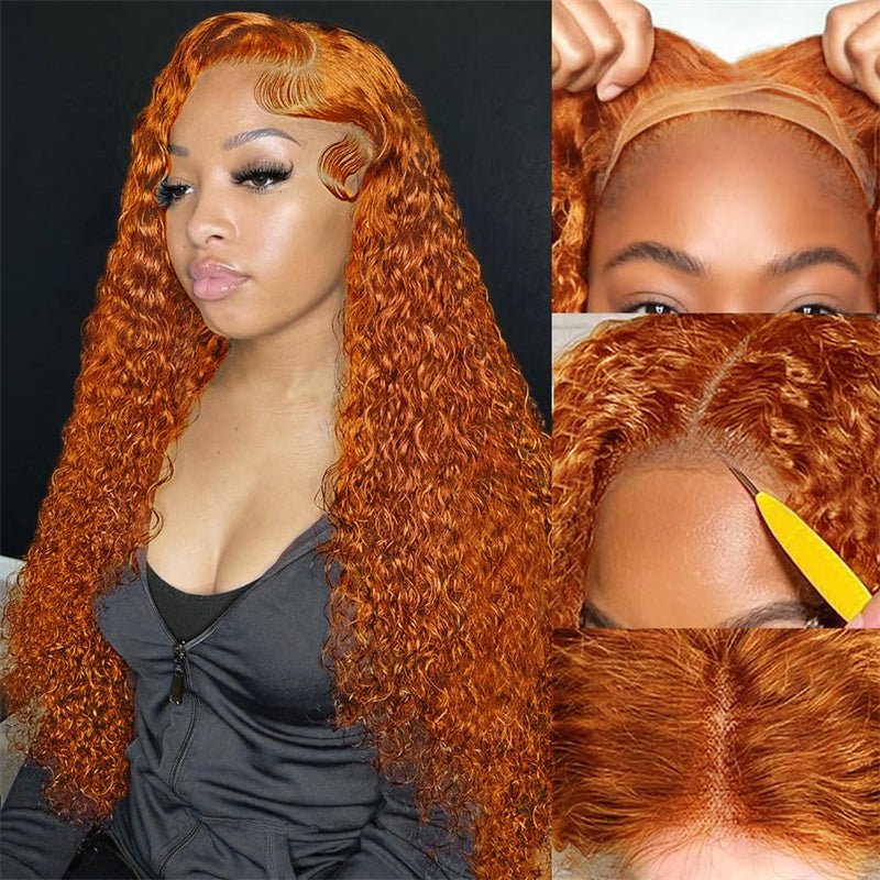13X6 Ginger Orange Lace Front Wig Curly Wigs Human Hair Pre Plucked With Baby Hair for Women - Msgem Hair