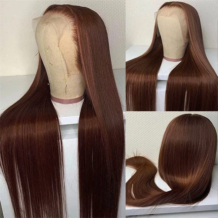 13x6 Straight Wigs Chocolate Brown Transarent Lace Front Wigs 180% Hair Density - Msgem Hair