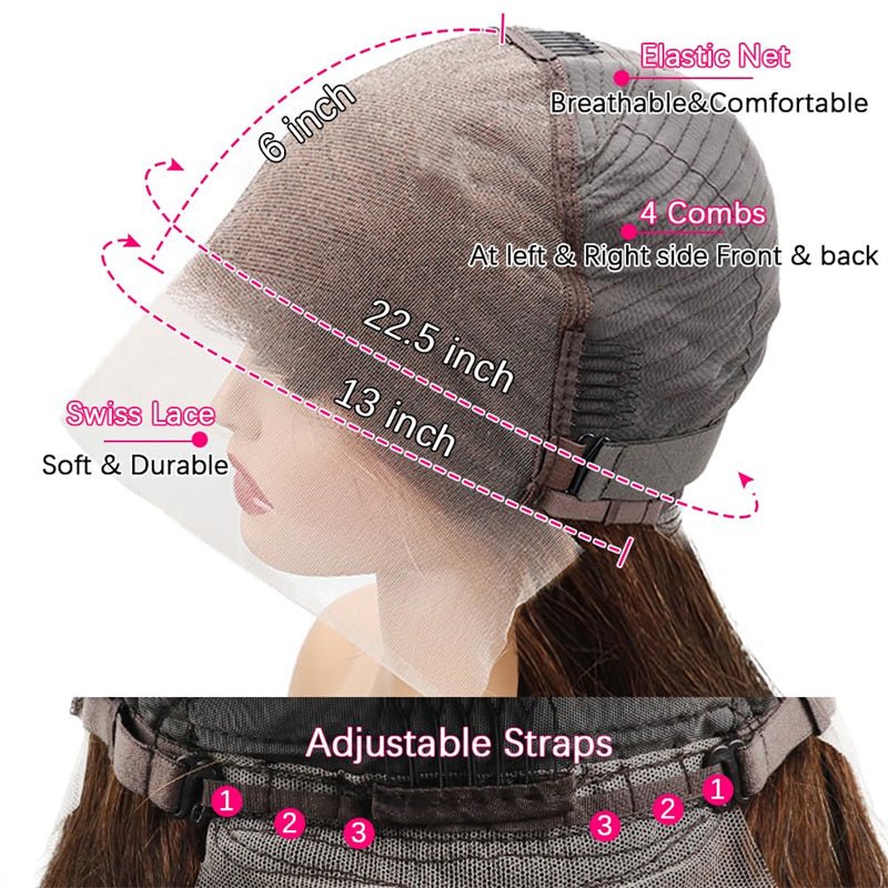 13x6 Straight Wigs Chocolate Brown Transarent Lace Front Wigs 180% Hair Density - Msgem Hair
