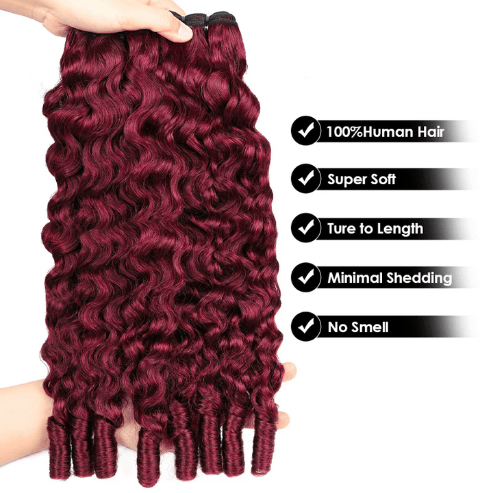 16A Burmese Curly Human Hair Bundles Burgundy 99J Virgin Hair Extensions - Msgem Hair
