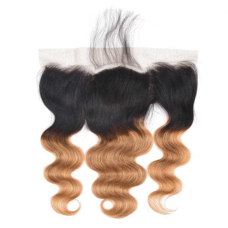 1B/27 Ombre Body Wave 3 Bundles With 13x4 Lace Frontal 100% Virgin Human Hair - Msgem Hair