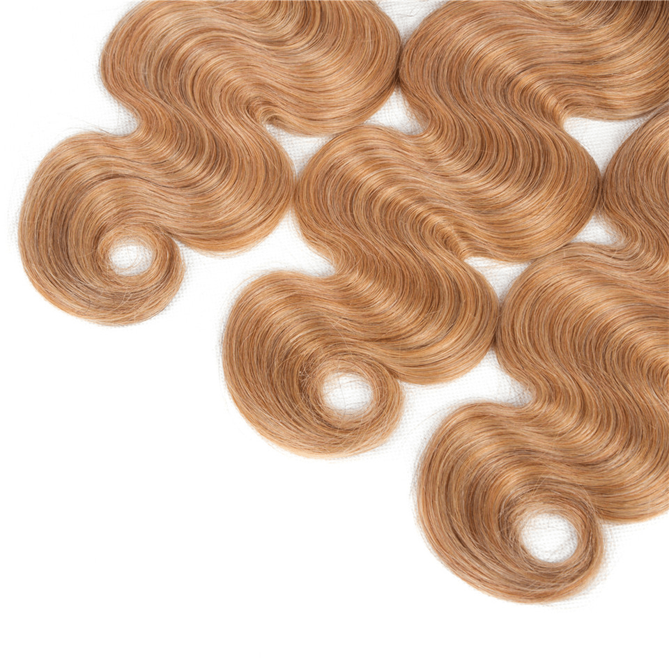 1B/27 Ombre Body Wave 3 Bundles With 13x4 Lace Frontal 100% Virgin Human Hair - Msgem Hair