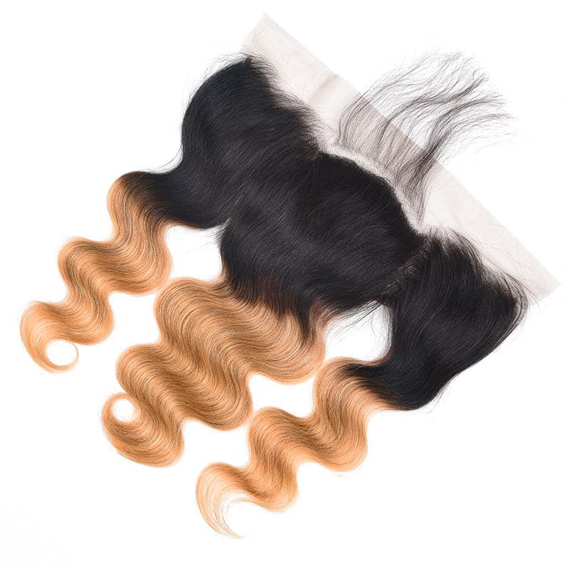 1B/27 Ombre Body Wave 3 Bundles With 13x4 Lace Frontal 100% Virgin Human Hair - Msgem Hair