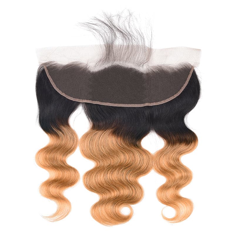 1B/27 Ombre Body Wave 3 Bundles With 13x4 Lace Frontal 100% Virgin Human Hair - Msgem Hair