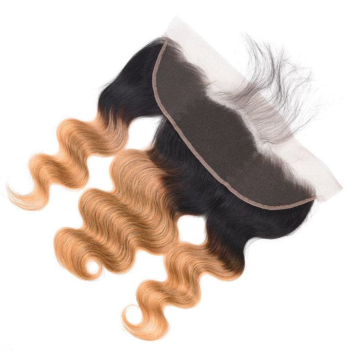 1B/27 Ombre Body Wave 3 Bundles With 13x4 Lace Frontal 100% Virgin Human Hair - Msgem Hair
