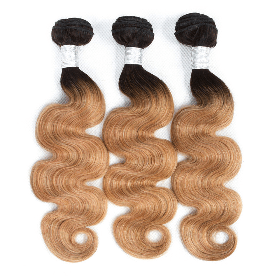 1B/27 Ombre Body Wave 3 Bundles With 13x4 Lace Frontal 100% Virgin Human Hair - Msgem Hair