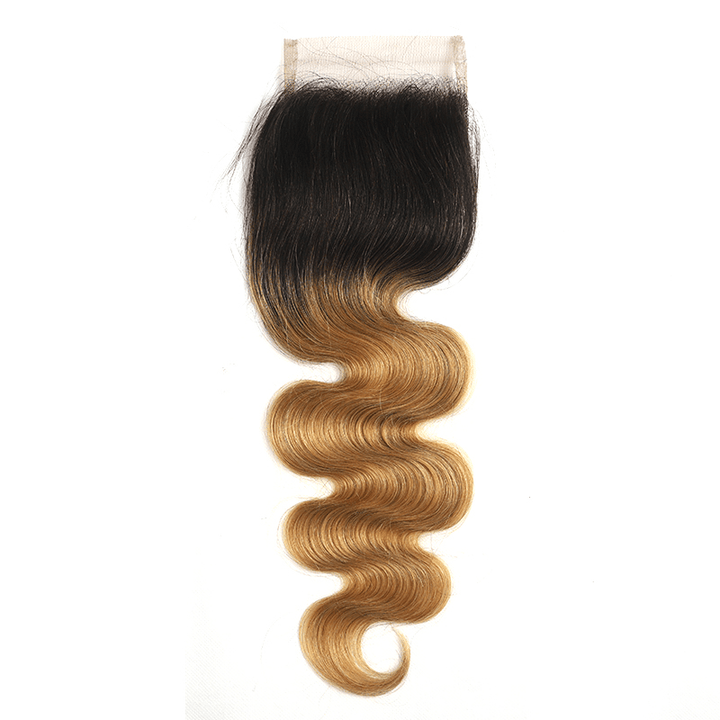 1B/27 Ombre Body Wave 4 Bundles With 4x4 Lace Closure 100% Virgin Human hair - Msgem Hair