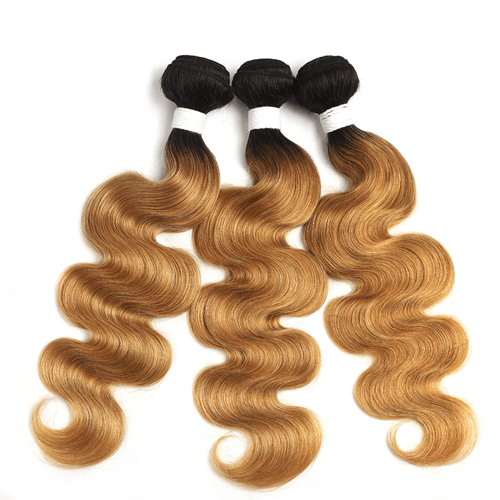 1B/27 Ombre Body Wave 4 Bundles With 4x4 Lace Closure 100% Virgin Human hair - Msgem Hair