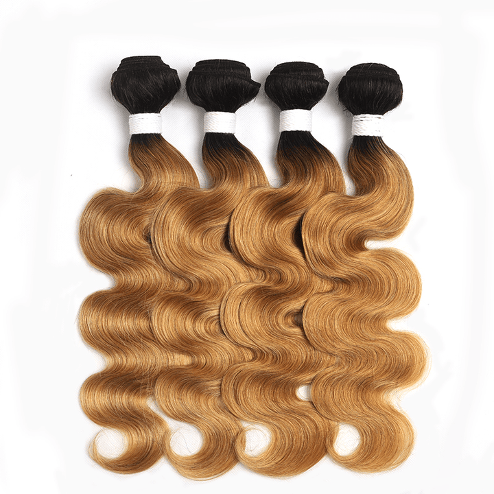 1B/27 Ombre Body Wave 4 Bundles With 4x4 Lace Closure 100% Virgin Human hair - Msgem Hair