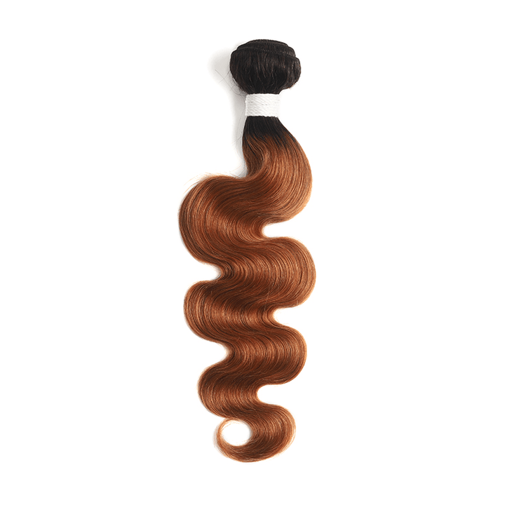1B/30 Ombre Medium Auburn Black Roots 4 Bundles With 13x4 Lace Frontal 100% Human Hair - Msgem Hair