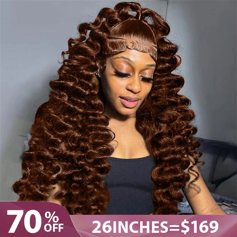 26''=$169 | Msgem Chocolate Brown Colored Human Hair Lace Frontal Wigs - Msgem Hair