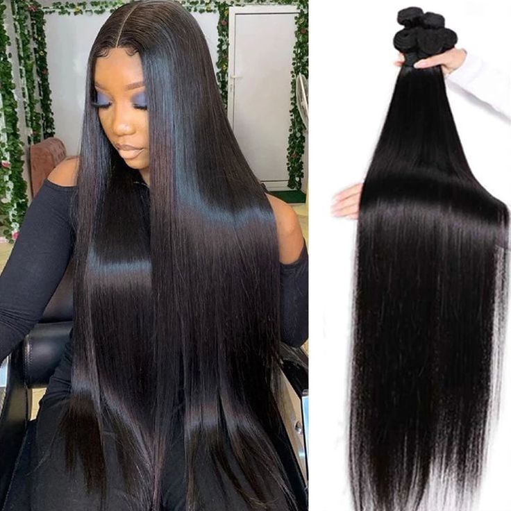 3 Bundles Brazilian Virgin Human Hair Long Weft Straight Long Hair Extension - Msgem Hair