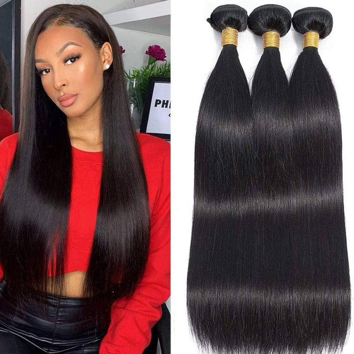 3 Bundles Brazilian Virgin Human Hair Long Weft Straight Long Hair Extension - Msgem Hair