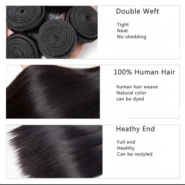3 Bundles Brazilian Virgin Human Hair Long Weft Straight Long Hair Extension - Msgem Hair