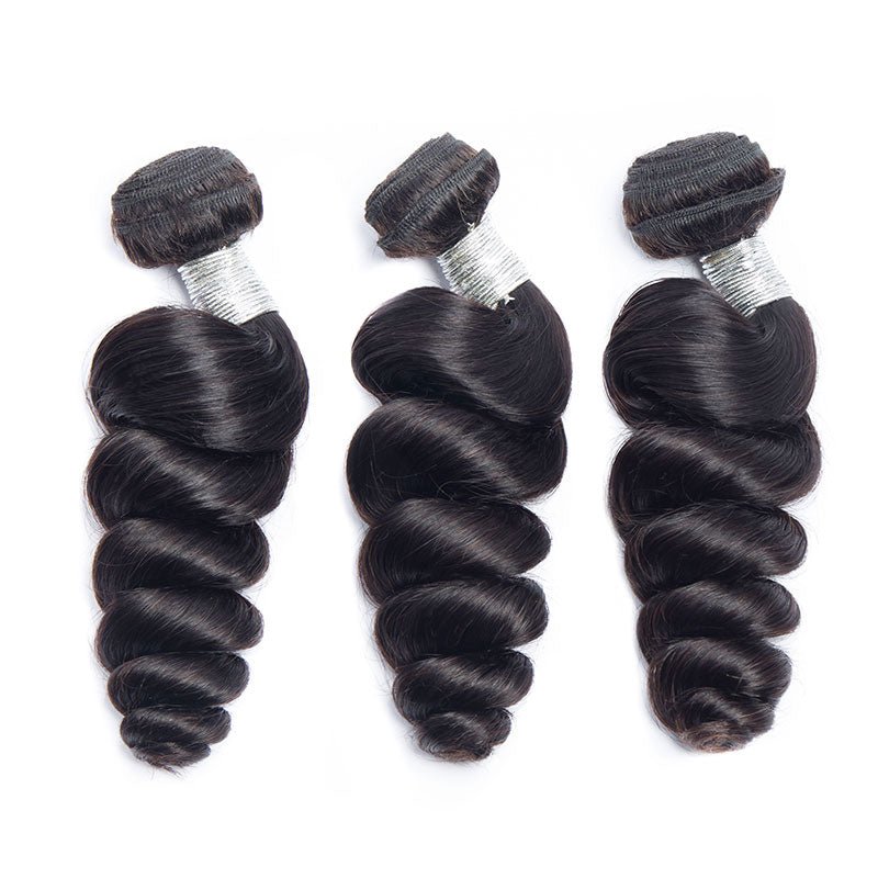 3 Bundles Indian Virgin Hair Loose Wave Bundles With 13*4 Lace Frontal - Msgem Hair