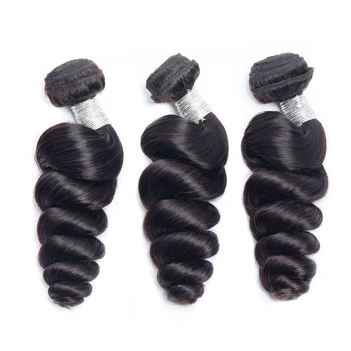 3 Bundles Indian Virgin Hair Loose Wave Bundles With 13*4 Lace Frontal - Msgem Hair