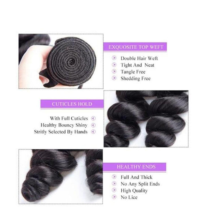 3 Bundles Indian Virgin Hair Loose Wave Bundles With 13*4 Lace Frontal - Msgem Hair
