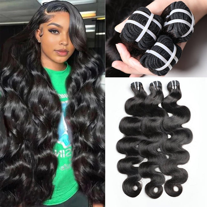 3 Bundles Natural Black Body Wave Brazilian Virgin Hair 10 - 28 inch 3 Pieces Pack - Msgem Hair