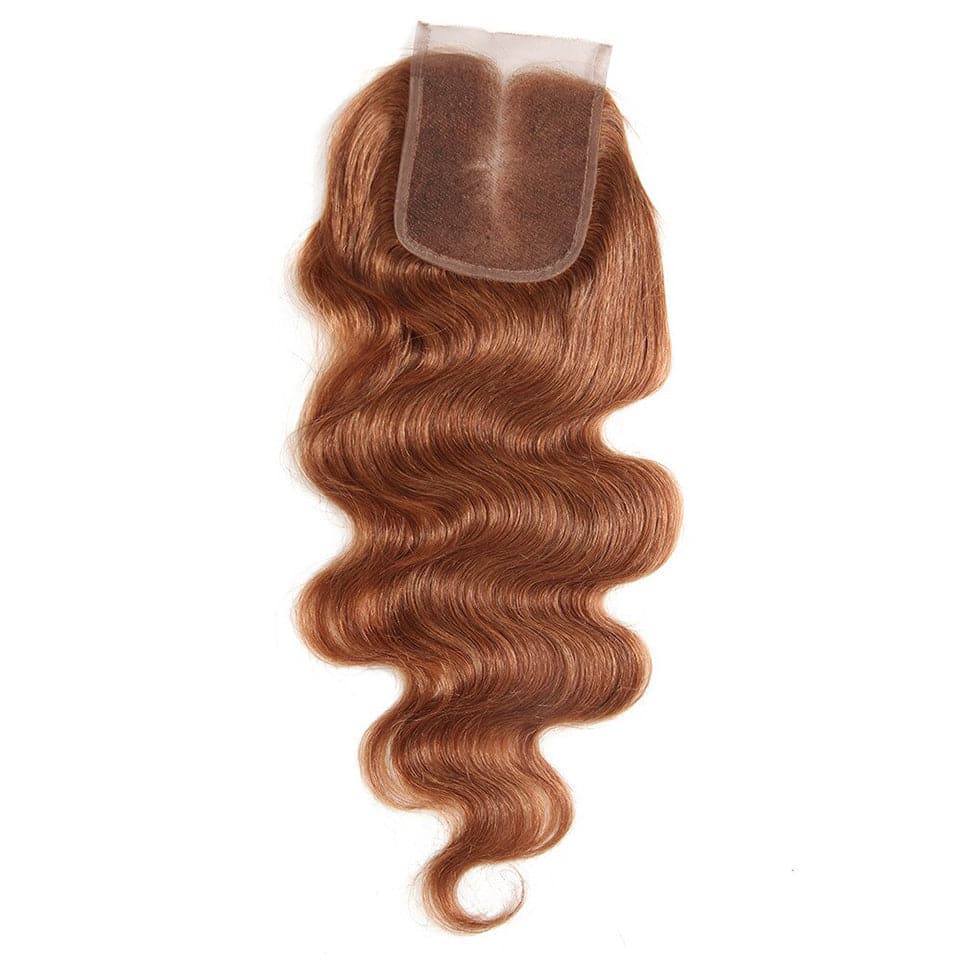 #30 Brown Body Wave 3 Bundles With Closure 4x4 pre Colored 100% Virgin human hair - Msgem Hair