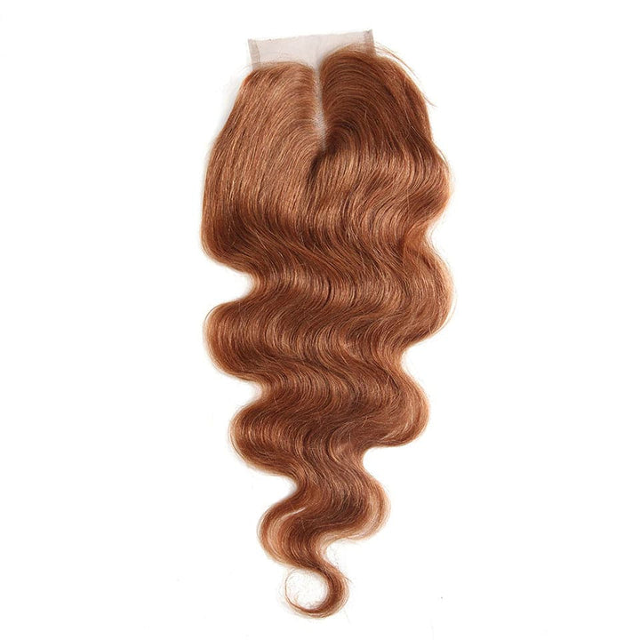 #30 Brown Body Wave 3 Bundles With Closure 4x4 pre Colored 100% Virgin human hair - Msgem Hair