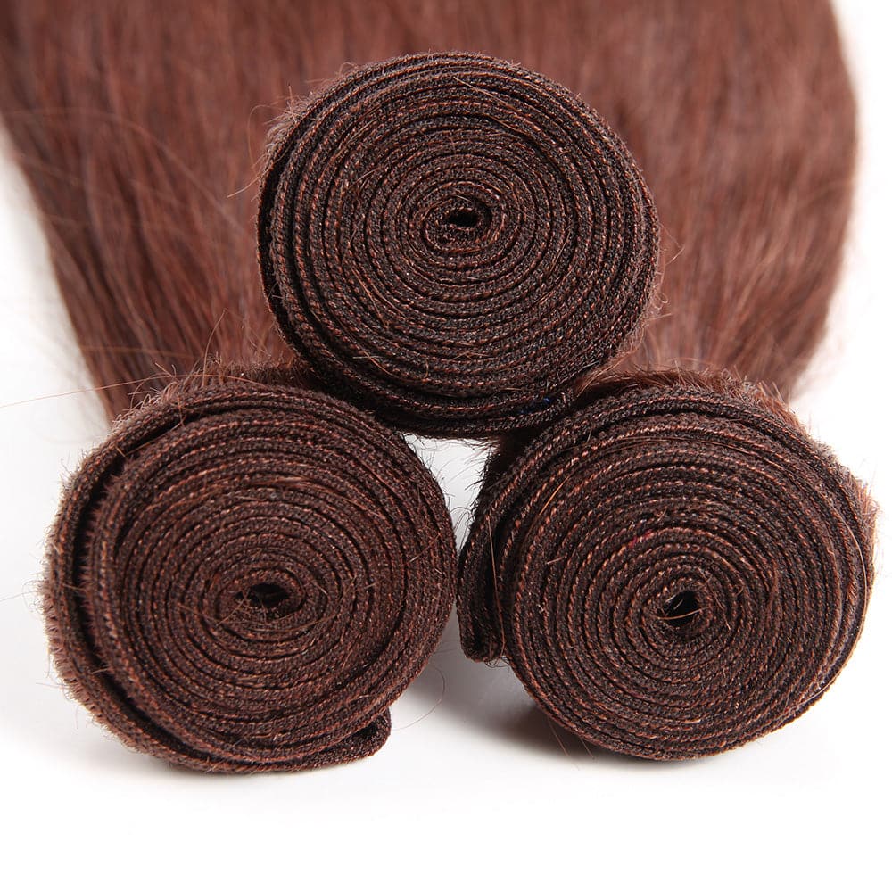 #33 Dark Auburn 3 Bundles With Closure 4x4 pre - Colored 100% virgin human hair - Msgem Hair