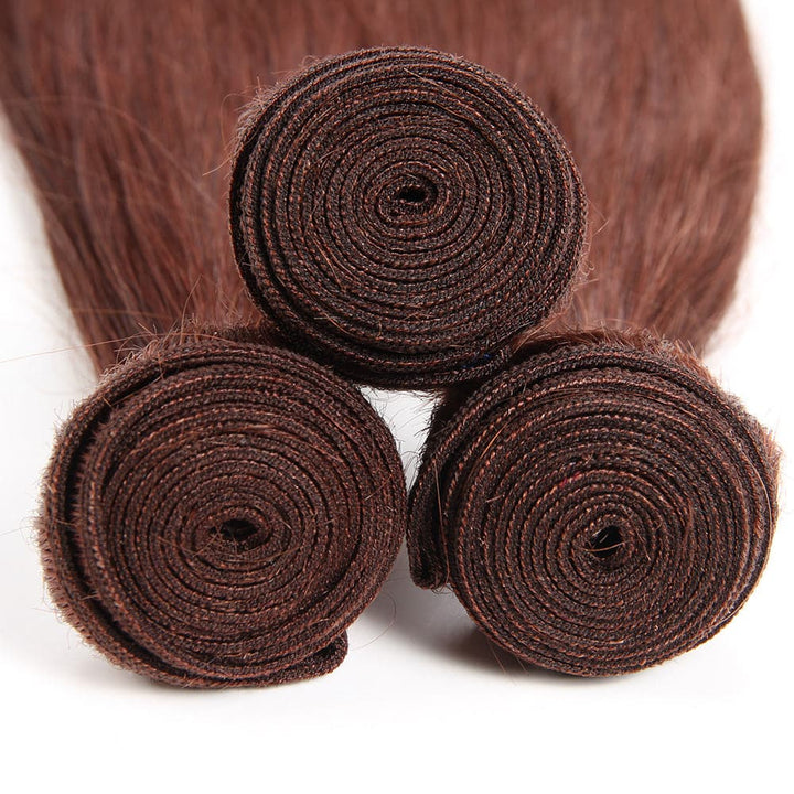 #33 Dark Auburn 3 Bundles With Closure 4x4 pre - Colored 100% virgin human hair - Msgem Hair