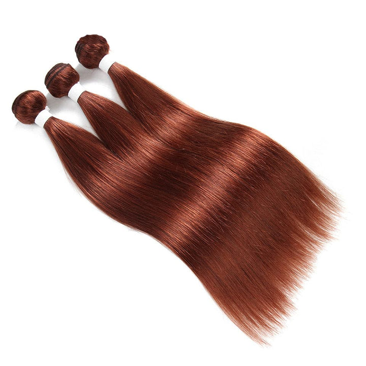 #33 Dark Auburn 3 Bundles With Closure 4x4 pre - Colored 100% virgin human hair - Msgem Hair