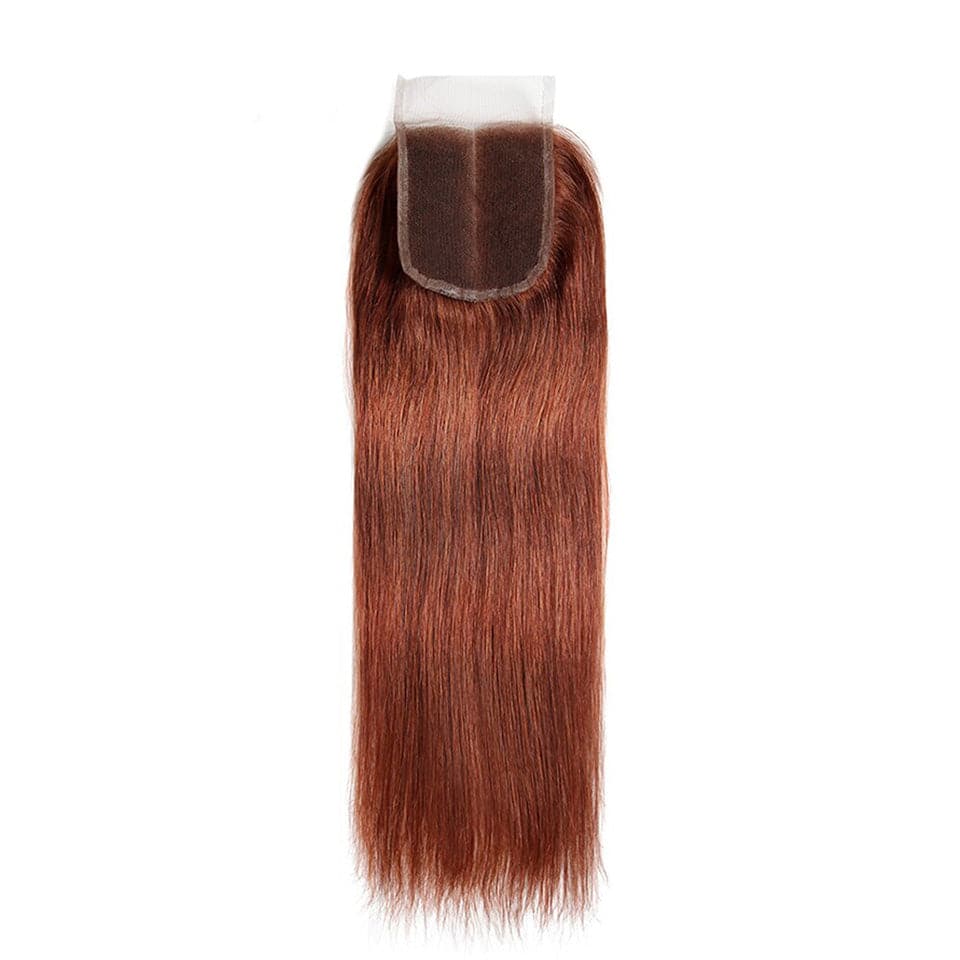 #33 Dark Auburn 3 Bundles With Closure 4x4 pre - Colored 100% virgin human hair - Msgem Hair